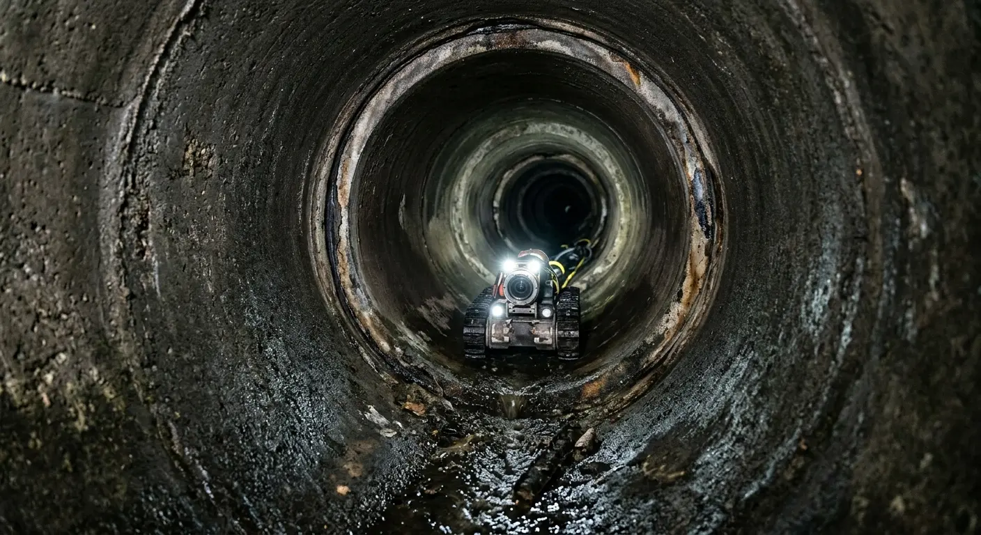 Robotic sewer camera inspecting pipe interior for Sewer Line Repair in Roxboro